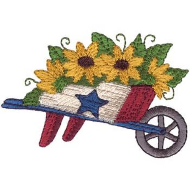 Picture of Americana Wheelbarrow Machine Embroidery Design
