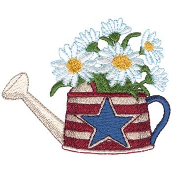Americana Watering Can Machine Embroidery Design