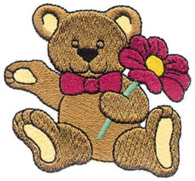 Picture of Bear with Daisy Machine Embroidery Design