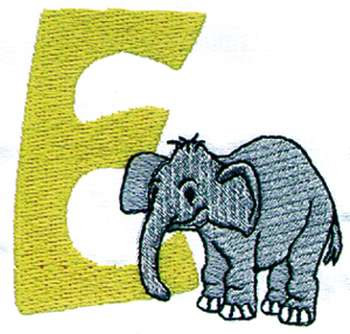 E Elephant Machine Embroidery Design