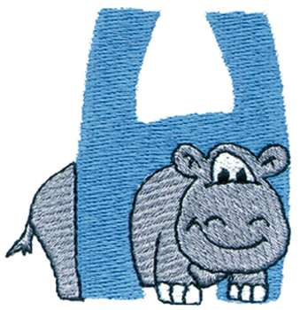 H Hippo Machine Embroidery Design
