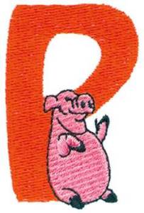 Picture of P Pig Machine Embroidery Design