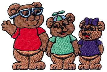 Three Bears Machine Embroidery Design