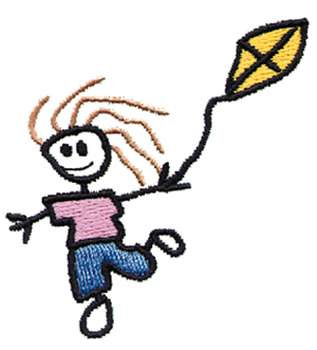 Girl and Kite Machine Embroidery Design