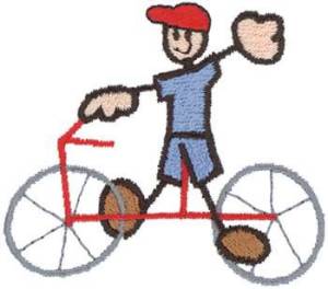 Picture of Bike and Stick Boy Machine Embroidery Design