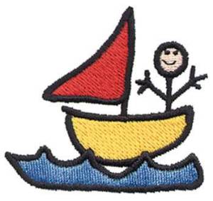 Picture of Man and Sailboat Machine Embroidery Design