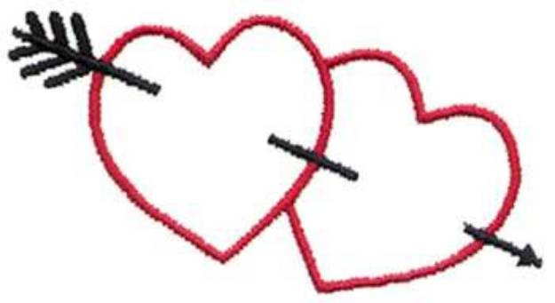 Picture of Arrow Hearts Outline Machine Embroidery Design