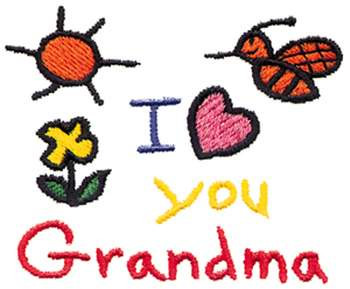 I Love You Grandma Machine Embroidery Design