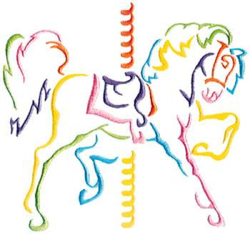 Carousel Horse Outline Machine Embroidery Design