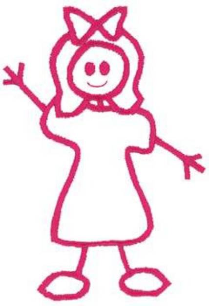 Picture of Stick Girl Outline Machine Embroidery Design