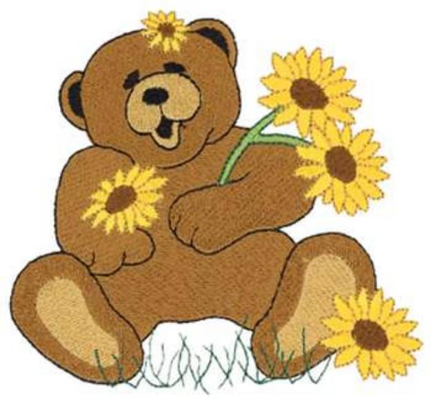 Picture of Bear & Sunflowers Machine Embroidery Design