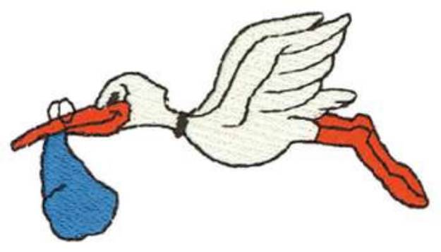 Picture of Stork Carrying Baby Machine Embroidery Design