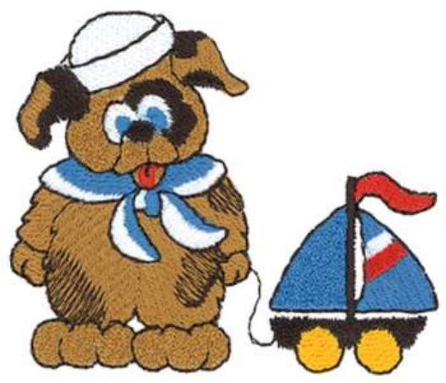 Picture of Puppy & Toy Boat Machine Embroidery Design