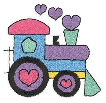 Heart Train Machine Embroidery Design