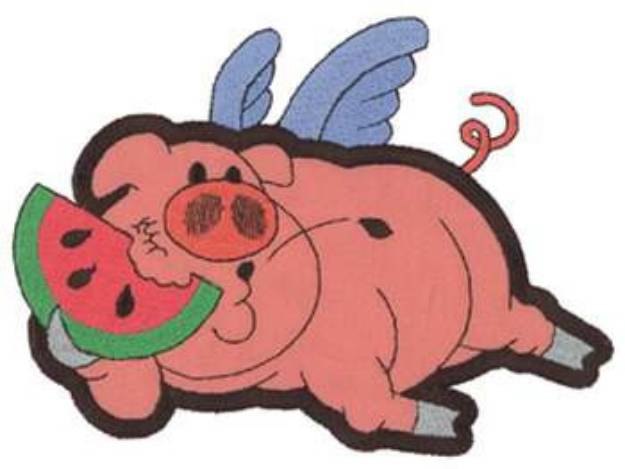Picture of Flying Pig Applique Machine Embroidery Design
