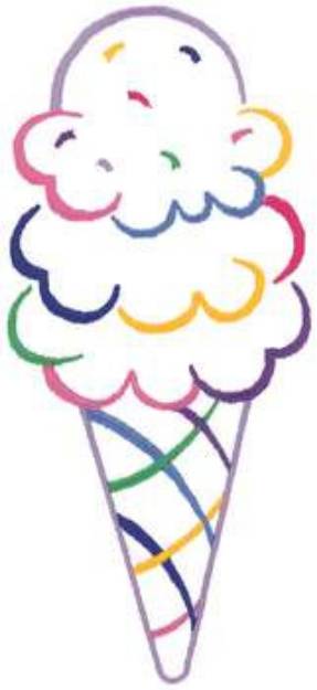 Picture of Ice Cream Cone Outline Machine Embroidery Design