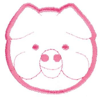 Piggy Head Outline Machine Embroidery Design