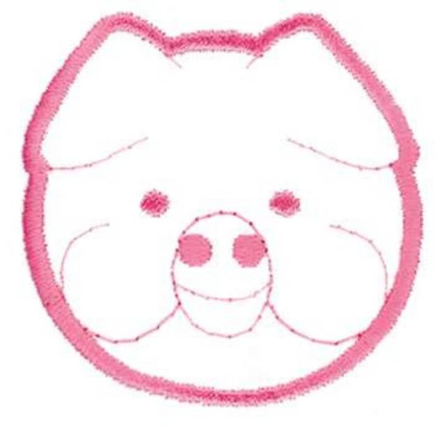 Picture of Piggy Head Outline Machine Embroidery Design