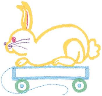 Bunny Wagon Outline Machine Embroidery Design