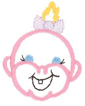 Baby Face Outline Machine Embroidery Design