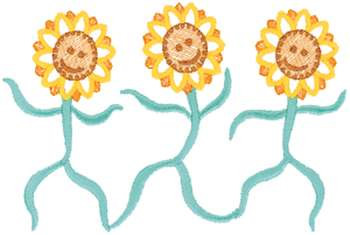 Dancing Sunflowers Machine Embroidery Design