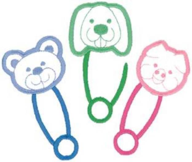 Picture of Animal Safety Pins Machine Embroidery Design