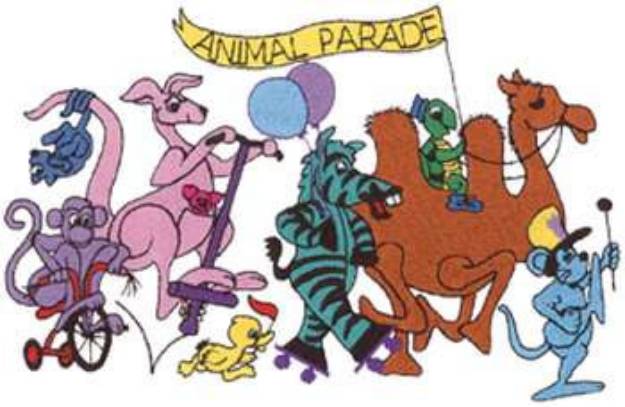 Picture of Animal Parade Machine Embroidery Design