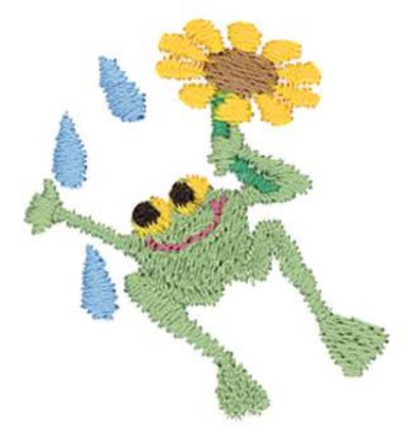 Picture of Frog With Flower Machine Embroidery Design