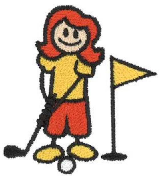 Picture of Girl Golfer Machine Embroidery Design