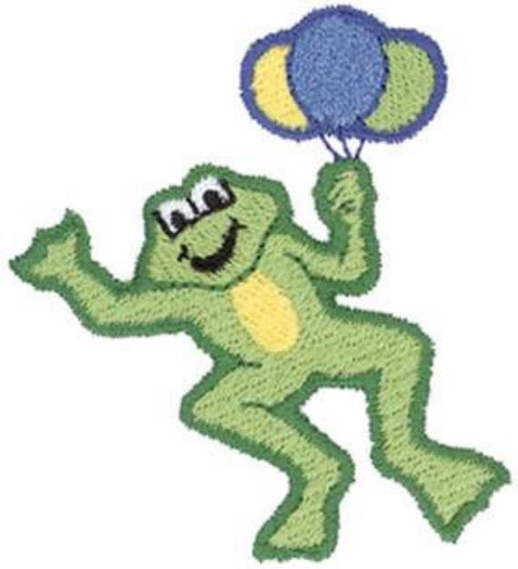 Picture of Frog With Balloons Machine Embroidery Design