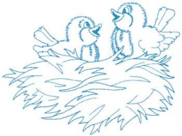 Picture of Birds In Nest Machine Embroidery Design
