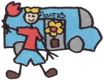 Flower Delivery Machine Embroidery Design