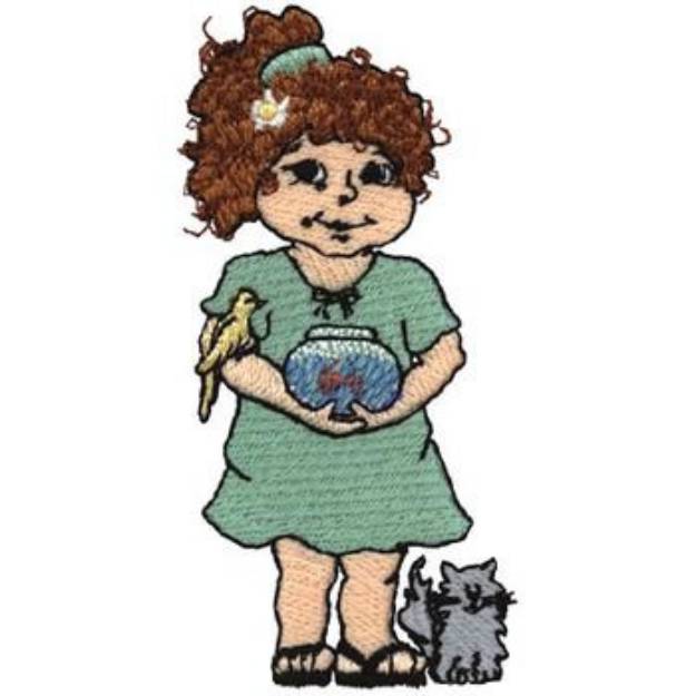 Picture of Girl Pet Lover Machine Embroidery Design