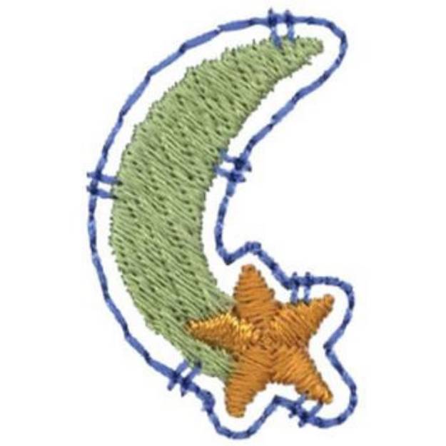 Picture of Moon & Star Patch Machine Embroidery Design