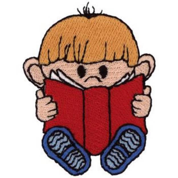 Picture of Little Boy Reading Machine Embroidery Design