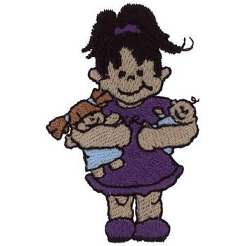 Girl With Dolls Machine Embroidery Design