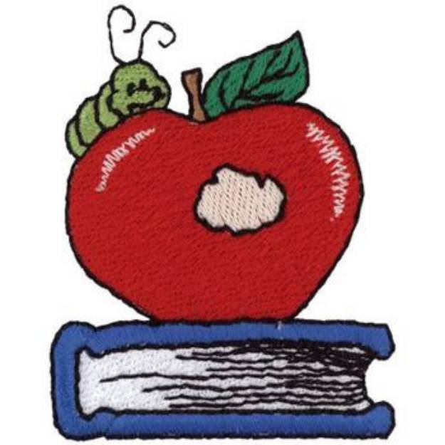 Picture of Apple With Worm Machine Embroidery Design