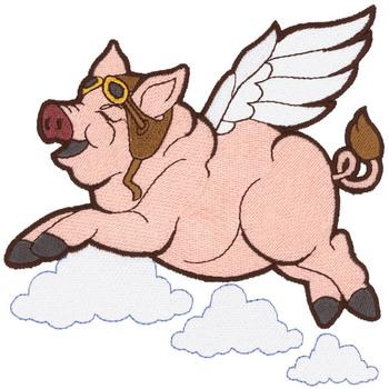 Flying Pig Machine Embroidery Design