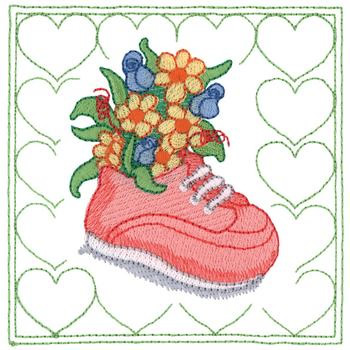 Baby Shoe Quilt Square Machine Embroidery Design