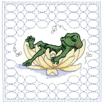 Froggy Quilt Square Machine Embroidery Design