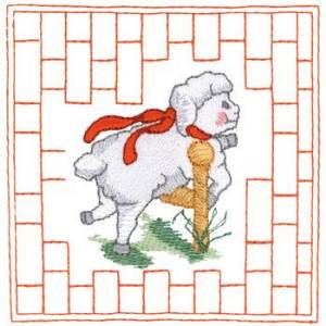 Picture of Lamb Quilt Square Machine Embroidery Design