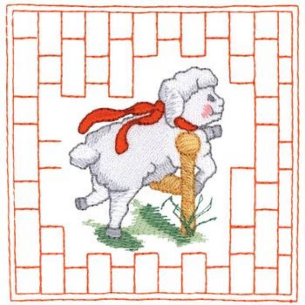 Picture of Lamb Quilt Square Machine Embroidery Design