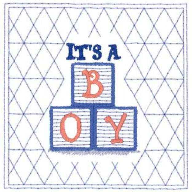 Picture of Its A Boy Quilt Square Machine Embroidery Design