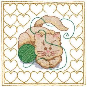 Picture of Kitty Quilt Square Machine Embroidery Design
