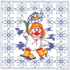 Picture of Baby Duck Quilt Square Machine Embroidery Design