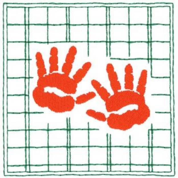 Picture of Handprints Quilt Square Machine Embroidery Design