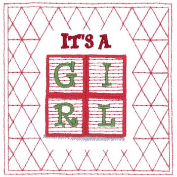 Its A Girl Quilt Square Machine Embroidery Design