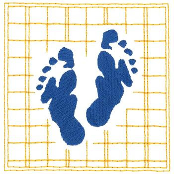 Foot Prints Quilt Square Machine Embroidery Design