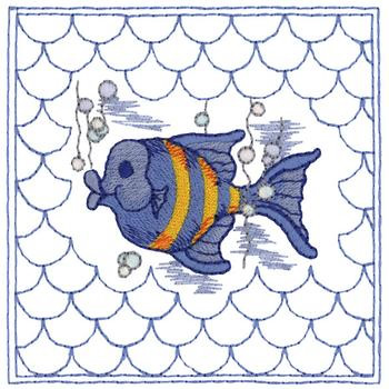 Fishy Quilt Square Machine Embroidery Design
