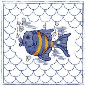 Picture of Fishy Quilt Square Machine Embroidery Design